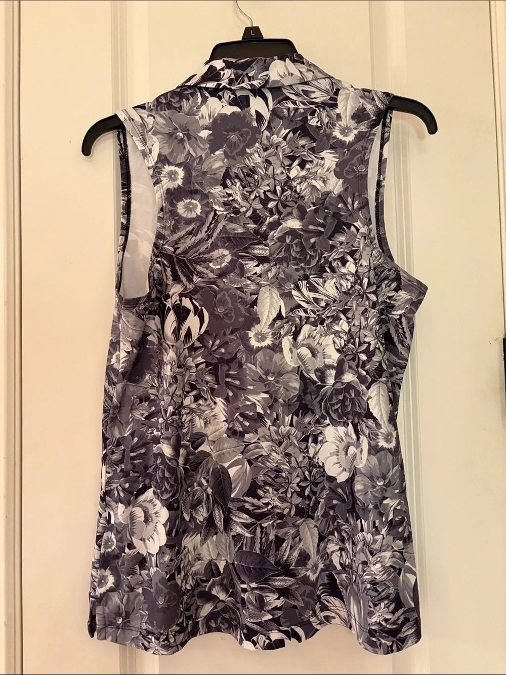 Nike Golf Dri-FIT Sleeveless Floral Print Polo Shirt Grey White Size Medium